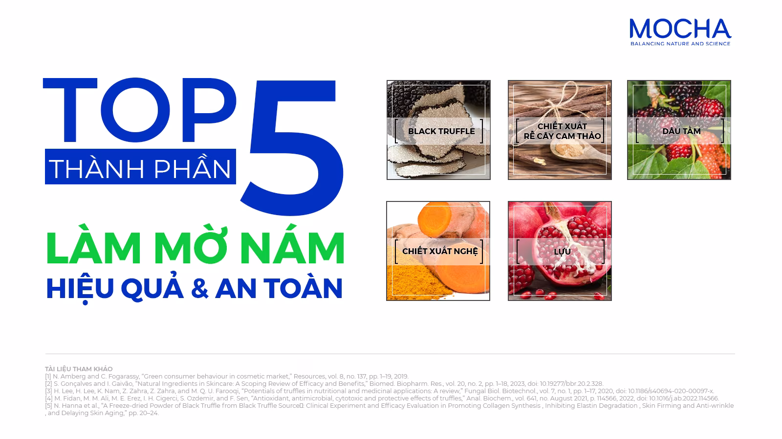 Top 5 thành phần làm mờ nám hiệu quả và an toàn