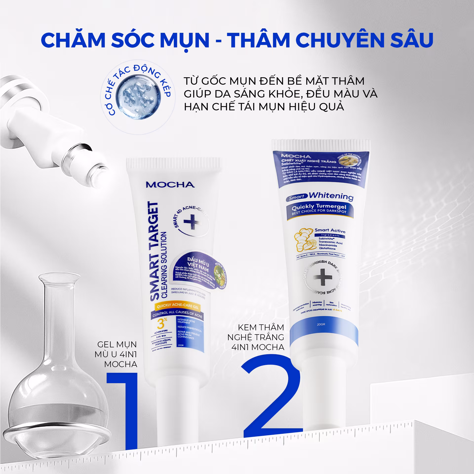 Combo Mụn Thâm 4in1 Mocha: Phân tích hiệu quả điều trị và lời khuyên từ Bác sĩ Đổng Huy