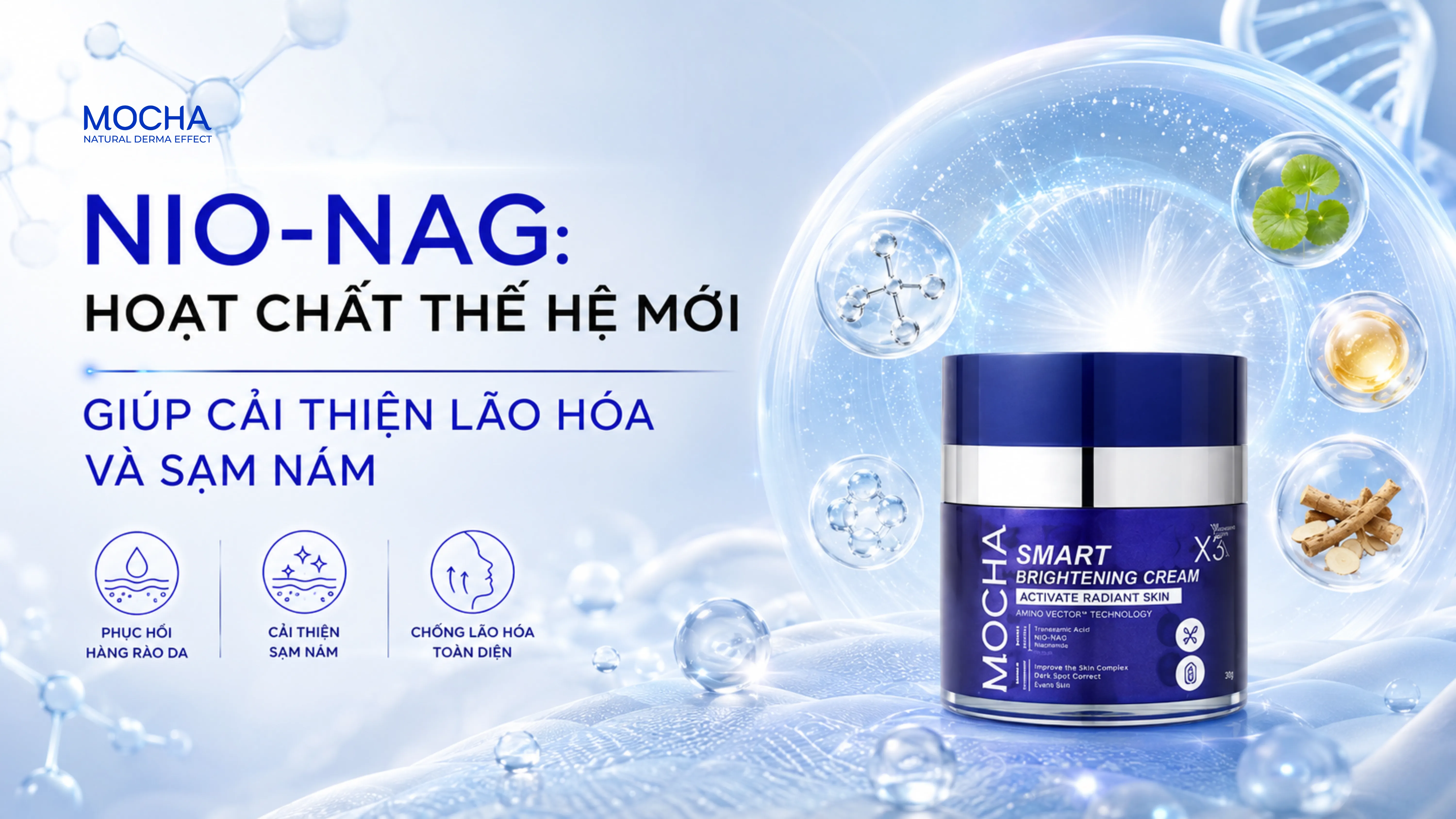 NIO-NAG: Hoạt chất thế hệ mới giúp cải thiện lão hóa và sạm nám