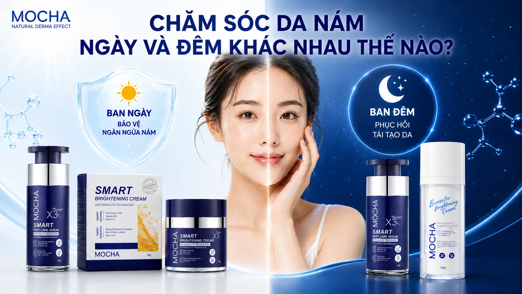 CHĂM SÓC DA NÁM NGÀY VÀ ĐÊM KHÁC NHAU THẾ NÀO?