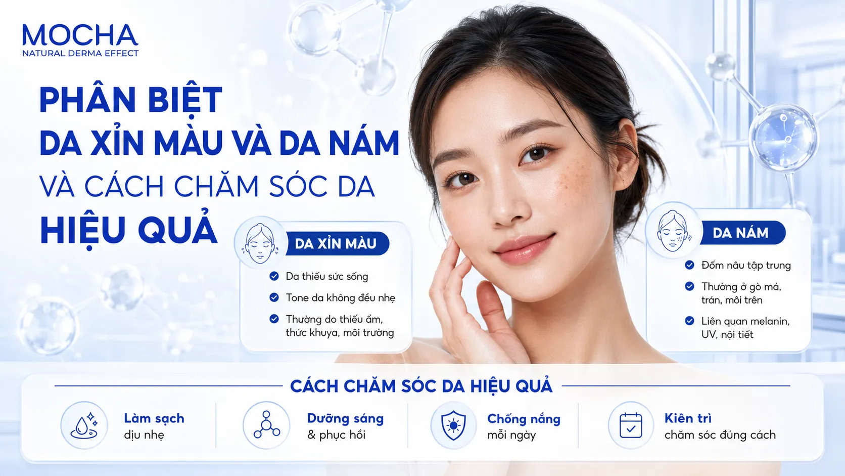 PHÂN BIỆT DA XỈN MÀU VÀ DA NÁM VÀ CÁCH CHĂM SÓC DA HIỆU QUẢ